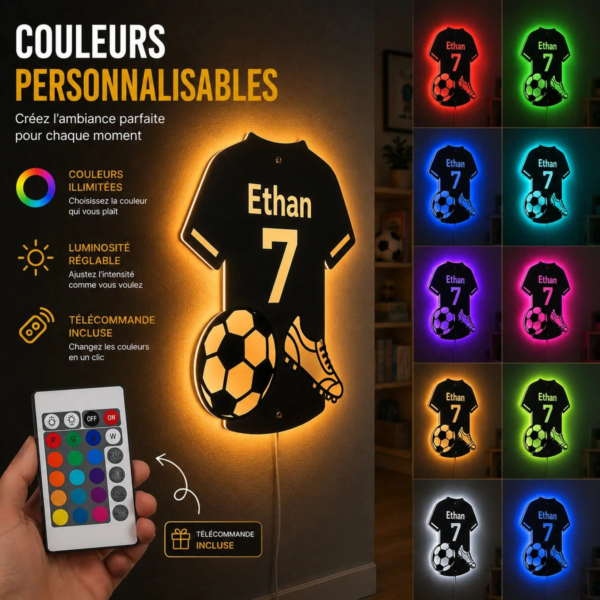 Miroir LED Football Personnalisé
