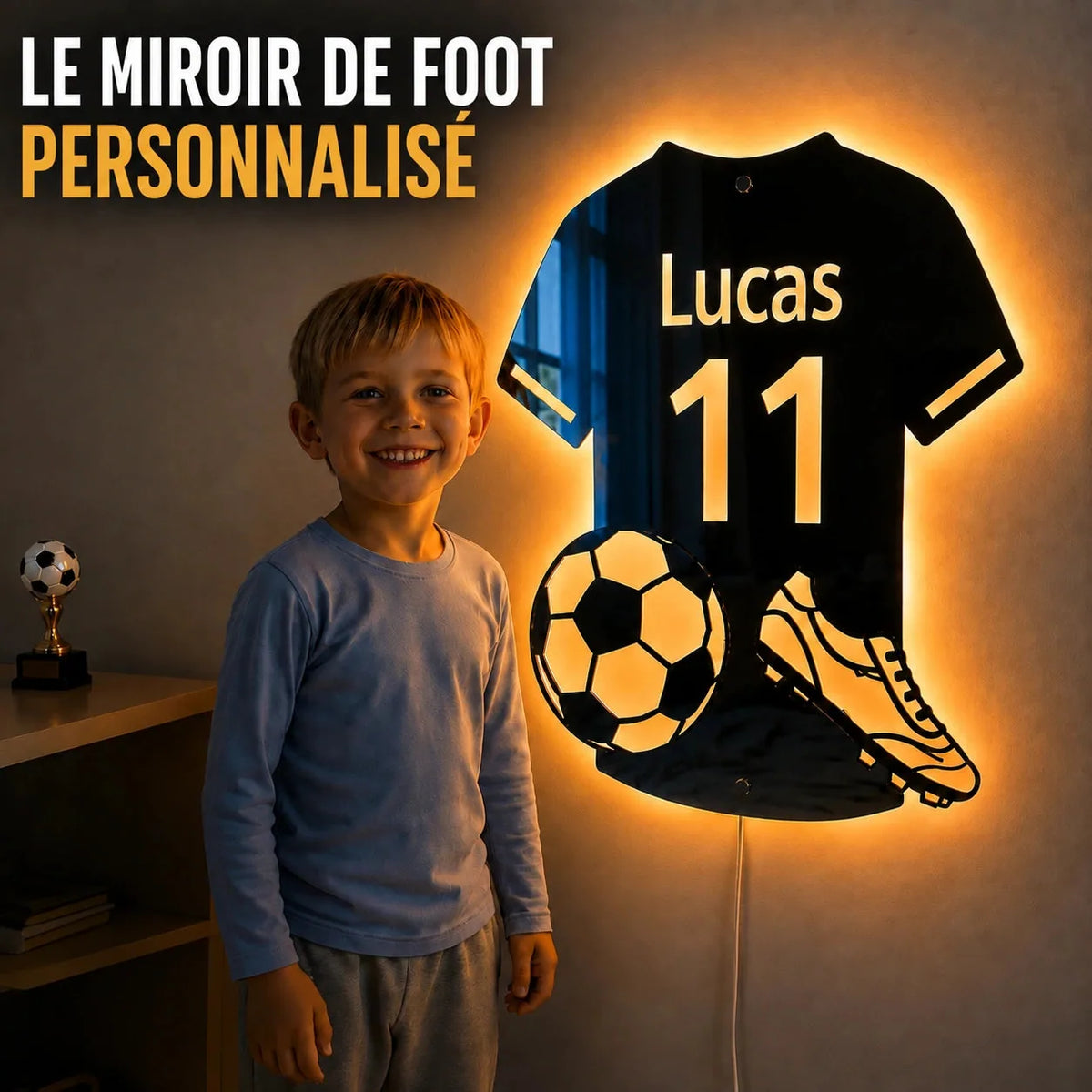 Miroir LED Football Personnalisé